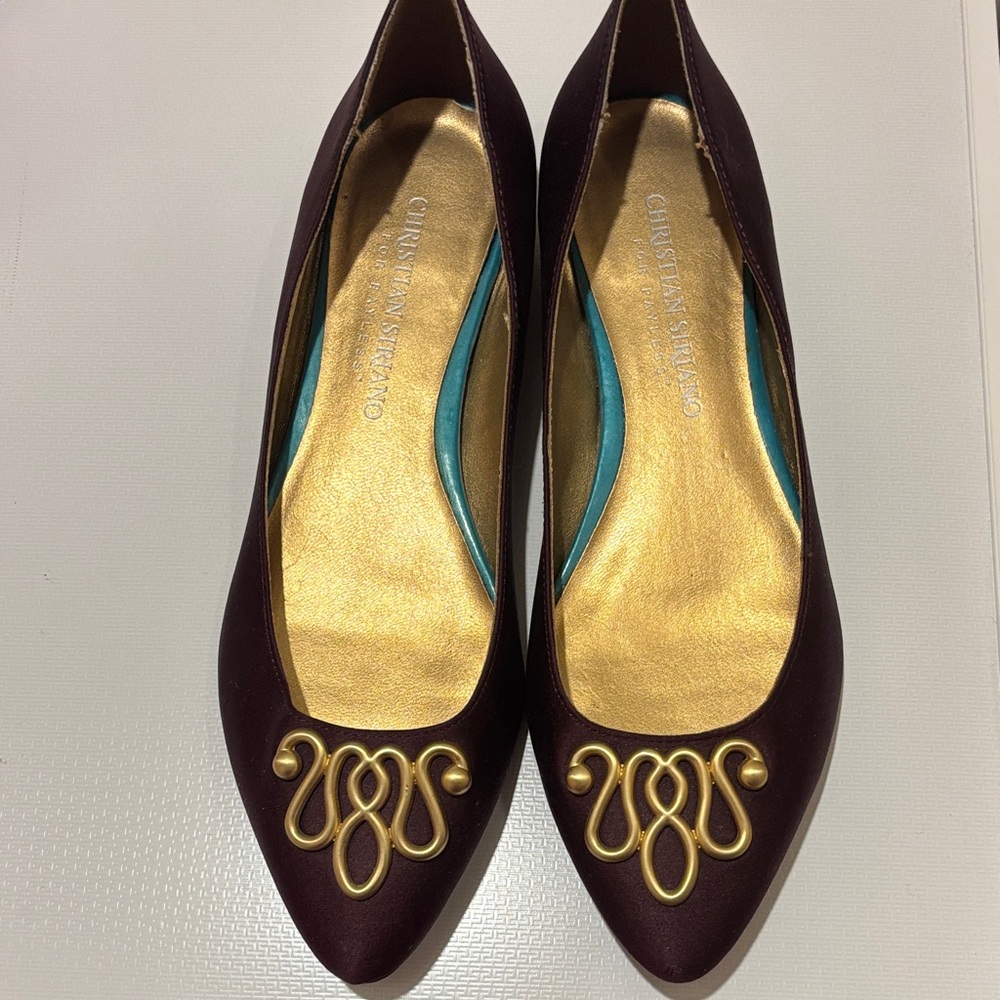 Christian Siriano Women's Maroon and Gold Loafers